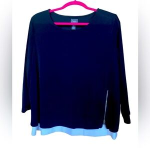 Chico's Black and White Blouse with Zipper Accent